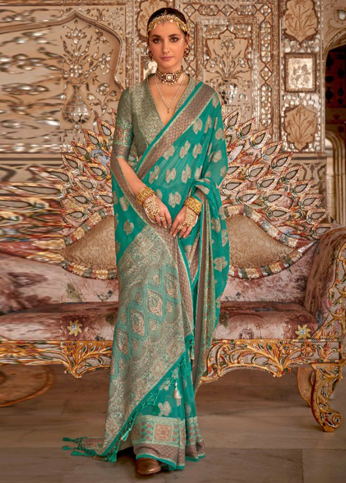 Rama Georgette Saree With Blouse Piece