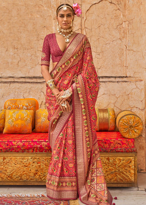 Multicolor Spun Silk Saree With Blouse Piece