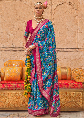 Multicolor Spun Silk Saree With Blouse Piece