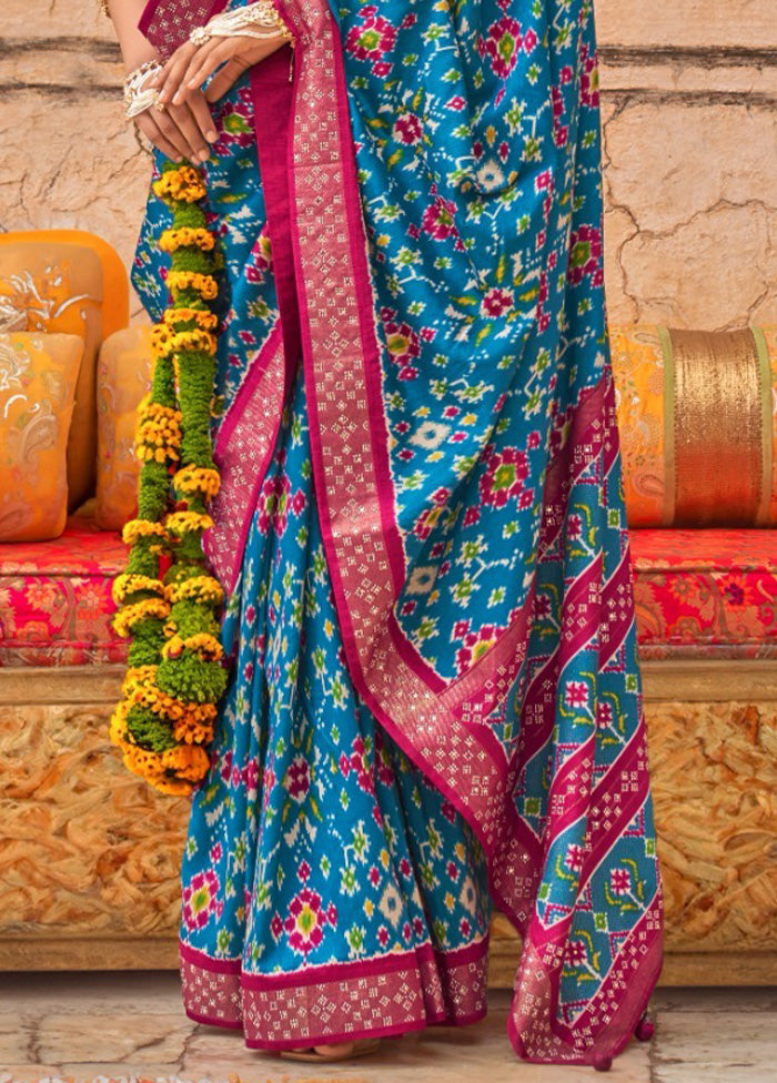 Multicolor Spun Silk Saree With Blouse Piece