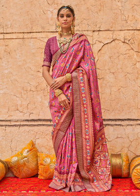 Multicolor Spun Silk Saree With Blouse Piece