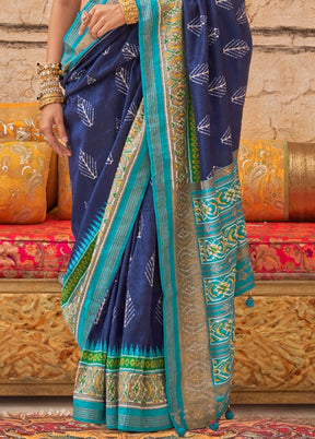 Multicolor Spun Silk Saree With Blouse Piece