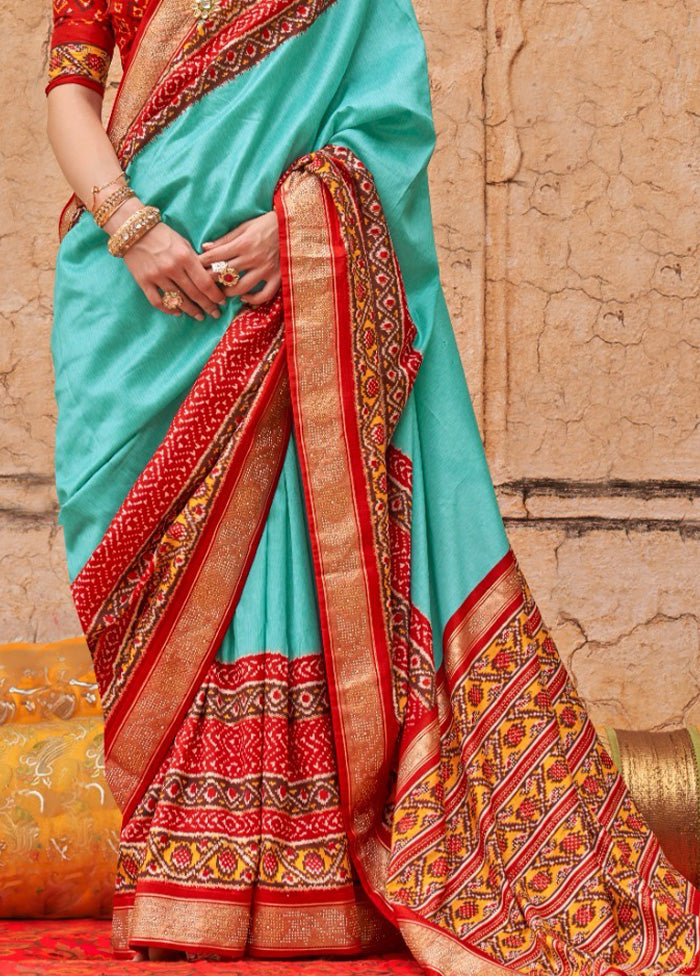 Multicolor Spun Silk Saree With Blouse Piece