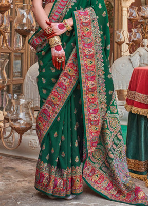 Multicolor Spun Silk Saree With Blouse Piece