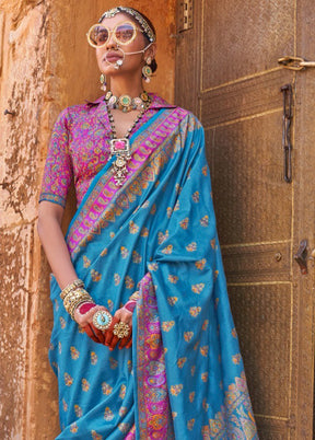 Multicolor Spun Silk Saree With Blouse Piece