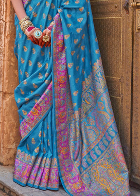 Multicolor Spun Silk Saree With Blouse Piece