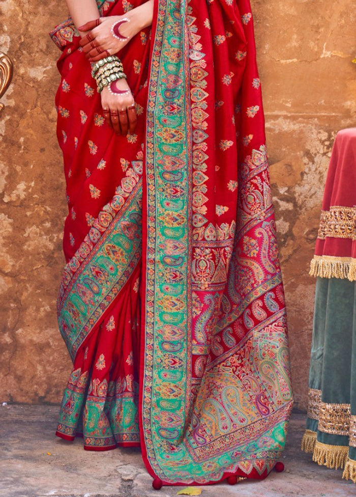 Multicolor Spun Silk Saree With Blouse Piece