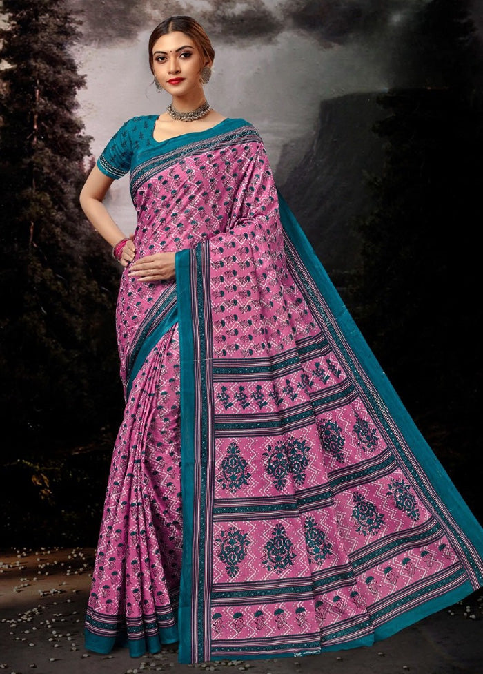 Multicolor Cotton Saree With Blouse Piece