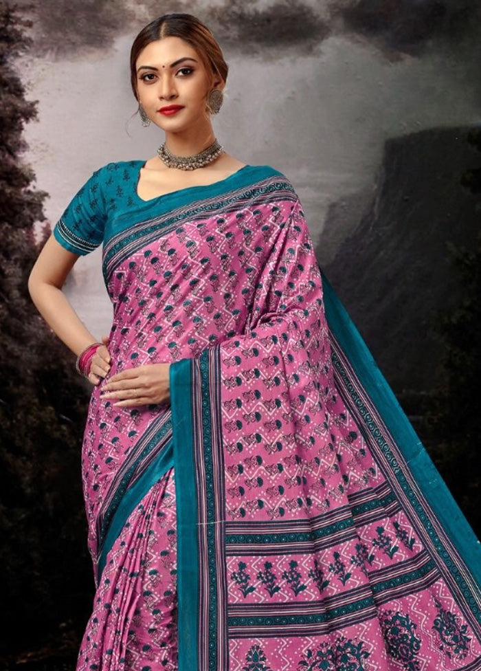 Multicolor Cotton Saree With Blouse Piece