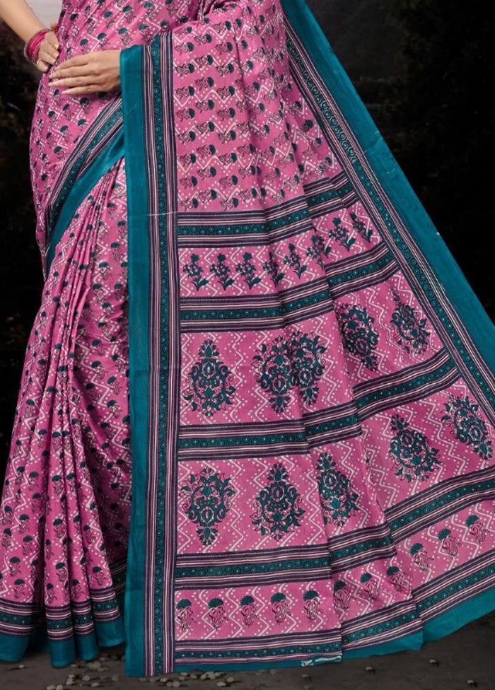 Multicolor Cotton Saree With Blouse Piece