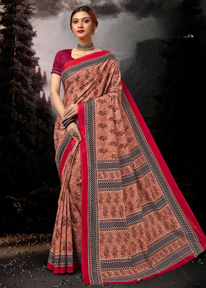 Multicolor Cotton Saree With Blouse Piece