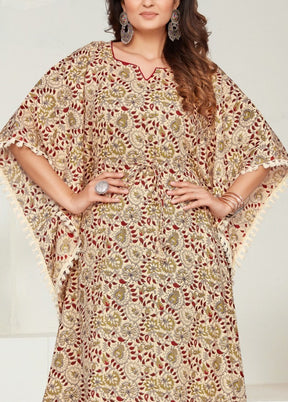 Multicolor Pure Readymade Cotton Kaftan