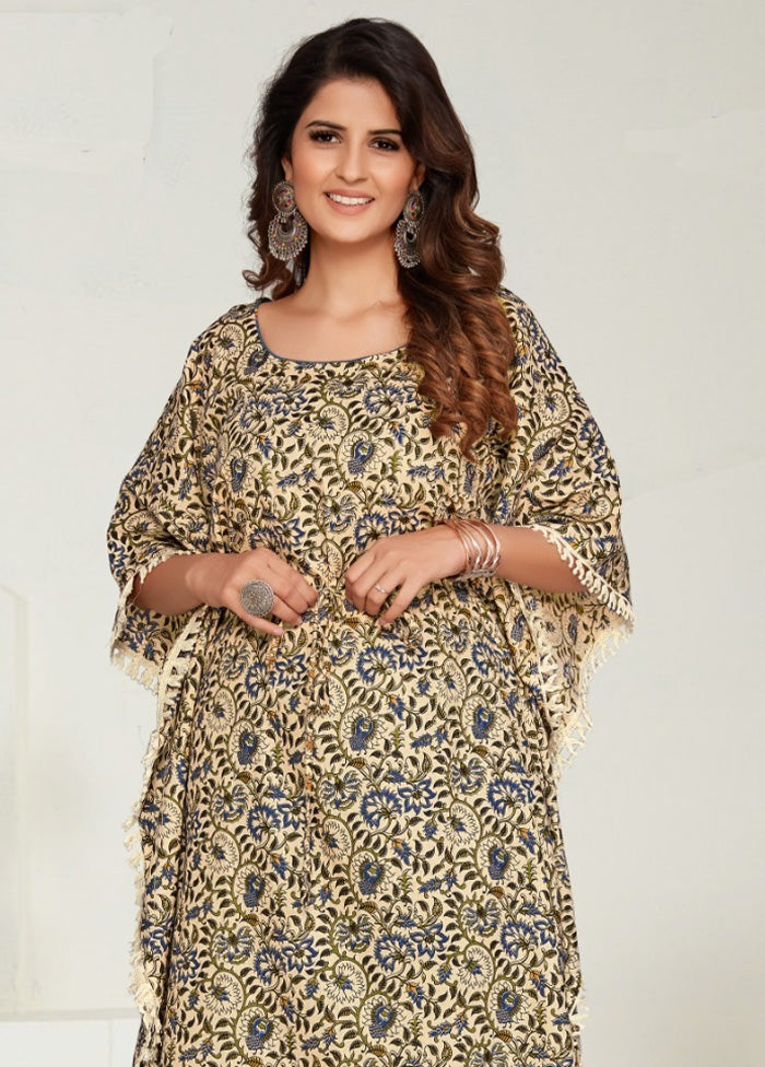 Multicolor Pure Readymade Cotton Kaftan