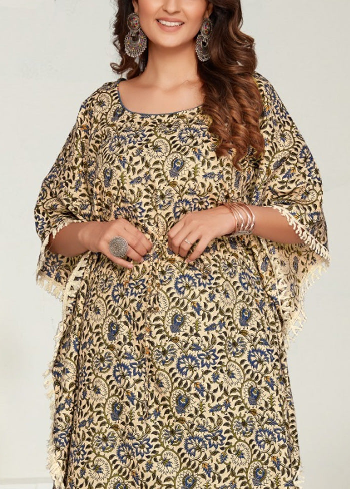 Multicolor Pure Readymade Cotton Kaftan