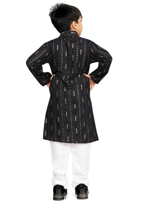 Black Cotton Silk Kurta Pajama Set