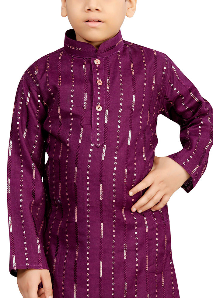 Purple Cotton Silk Kurta Pajama Set