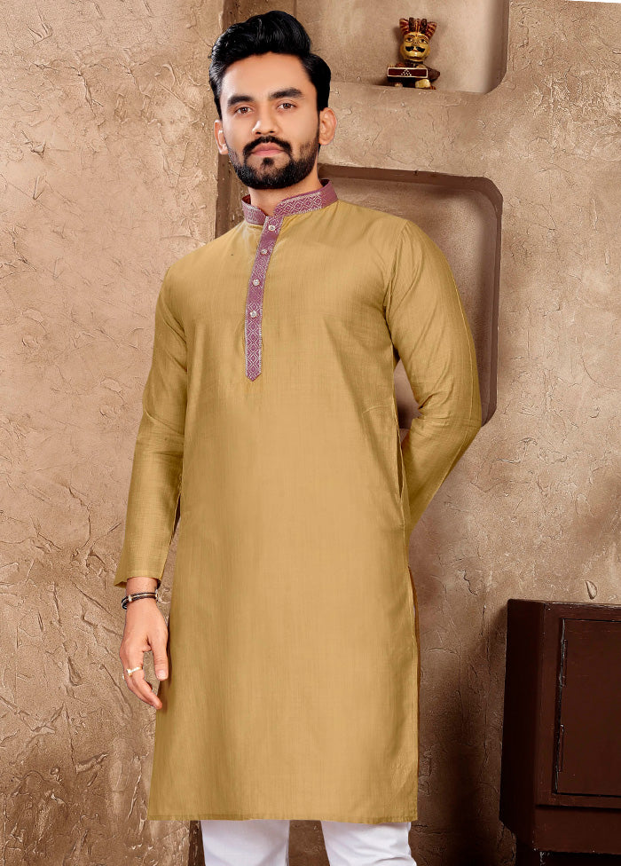 Chiku Silk Kurta And Pajama Set