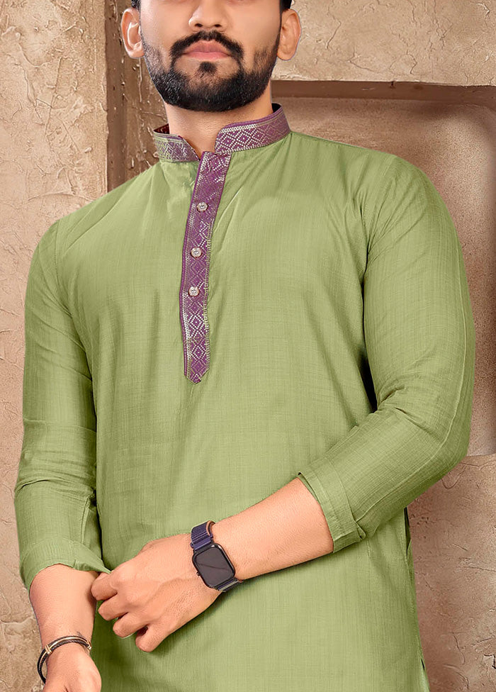 Pista Green Silk Kurta And Pajama Set