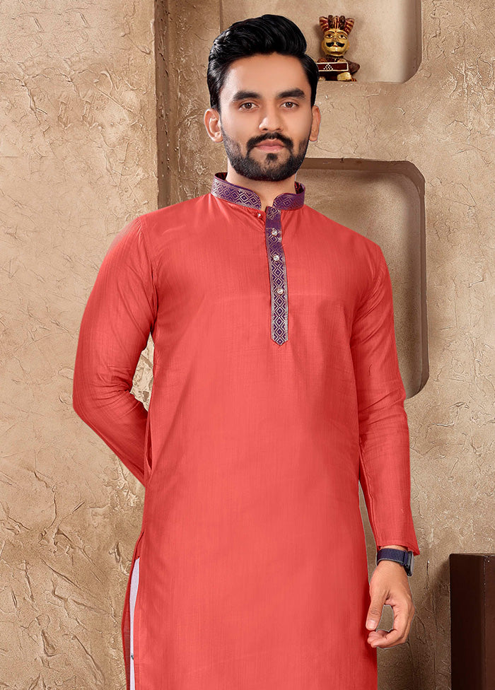 Dark Peach Silk Kurta