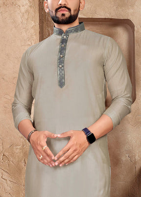 Grey Silk Kurta