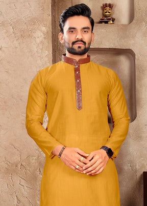 Mustard Silk Kurta