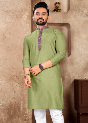 Pista Green Silk Kurta