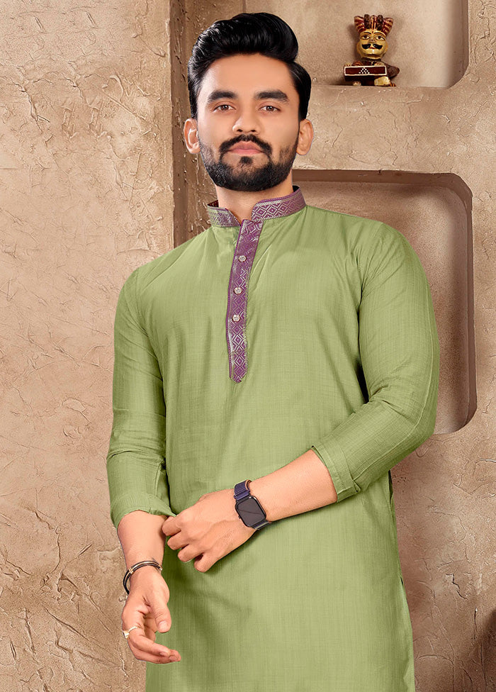 Pista Green Silk Kurta