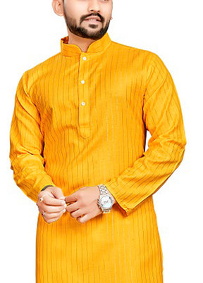 Yellow Pure Cotton Kurta And Pajama Set