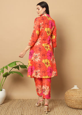 2 Pc Orange Readymade Silk Coord Set