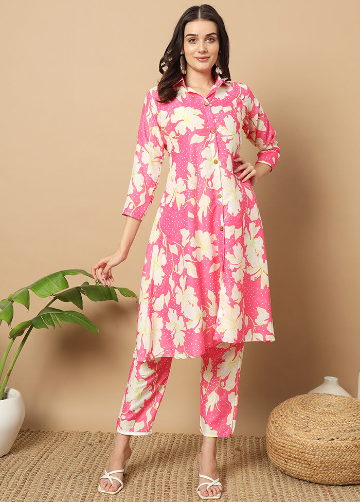 2 Pc Pink Readymade Silk Coord Set