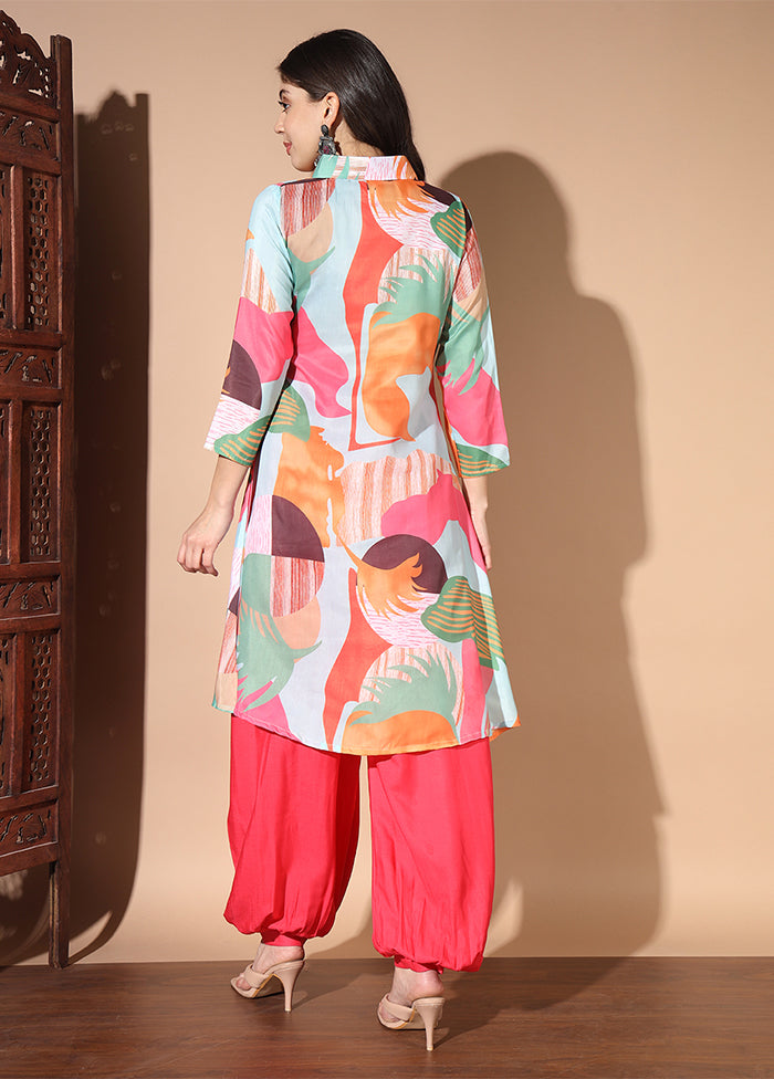 2 Pc Multicolor Readymade Silk Coord Set