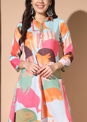 2 Pc Multicolor Readymade Silk Coord Set