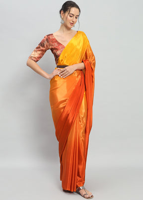 Multicolor Spun Silk Saree With Blouse Piece