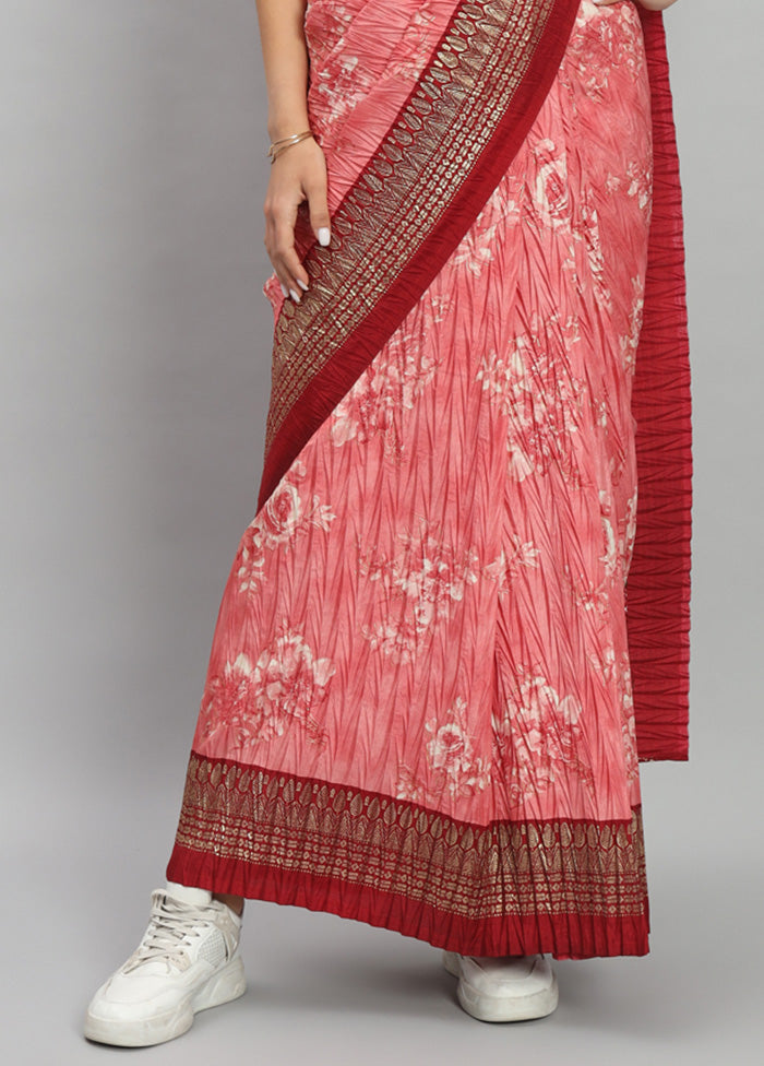 Multicolor Spun Silk Saree With Blouse Piece