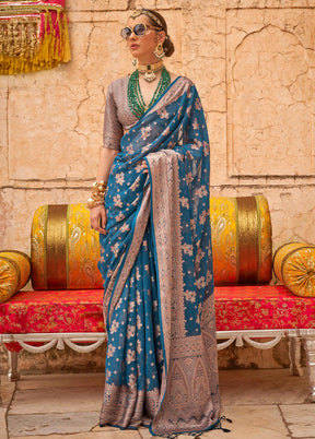 Teal Georgette Saree With Blouse Piece