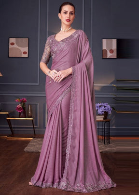 Lavender Spun Silk Saree With Blouse Piece