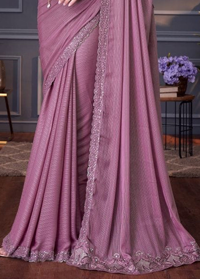 Lavender Spun Silk Saree With Blouse Piece