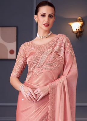 Peach Chiffon Silk Saree With Blouse Piece