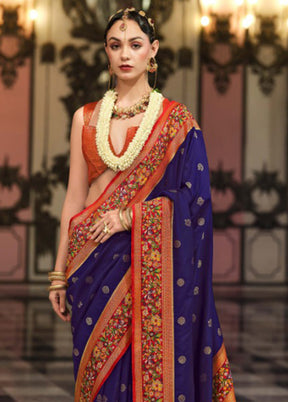 Purple Banarasi Silk Saree With Blouse Piece