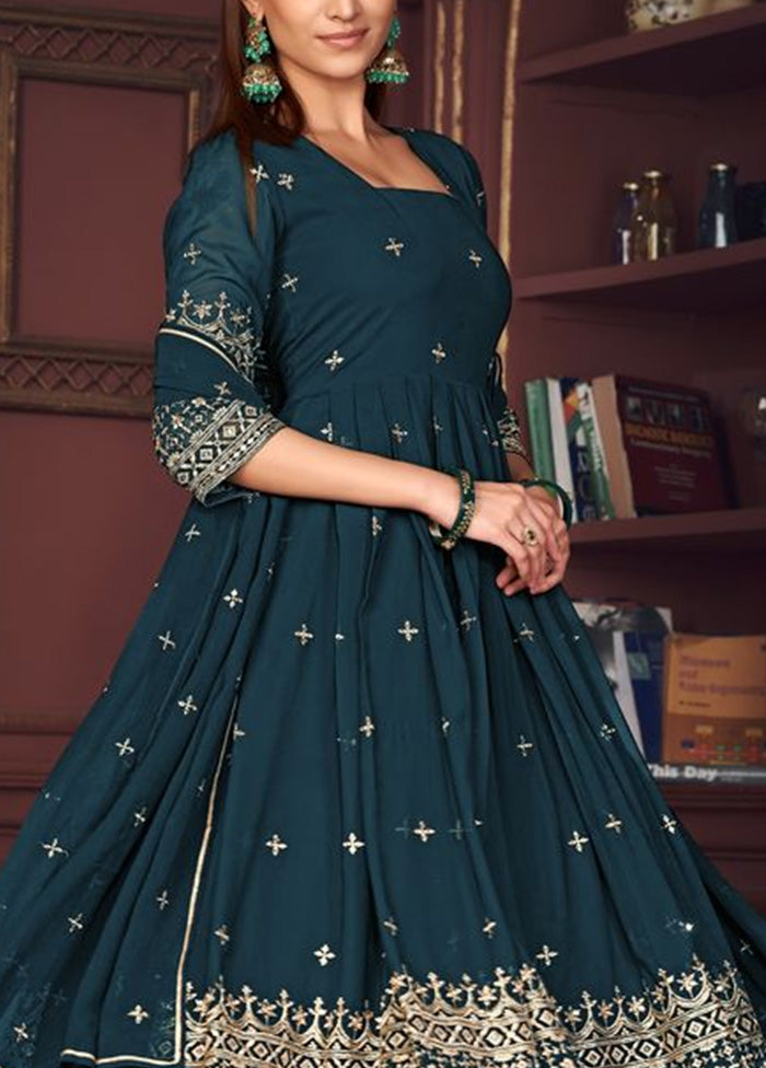 3 Pc Rama Semi Stitched Georgette Suit Set