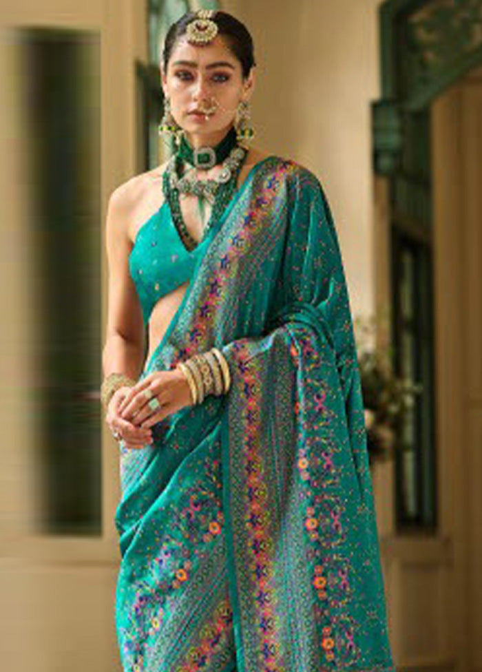 Firoza Banarasi Silk Saree With Blouse Piece