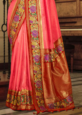 Light Pink Banarasi Silk Saree With Blouse Piece