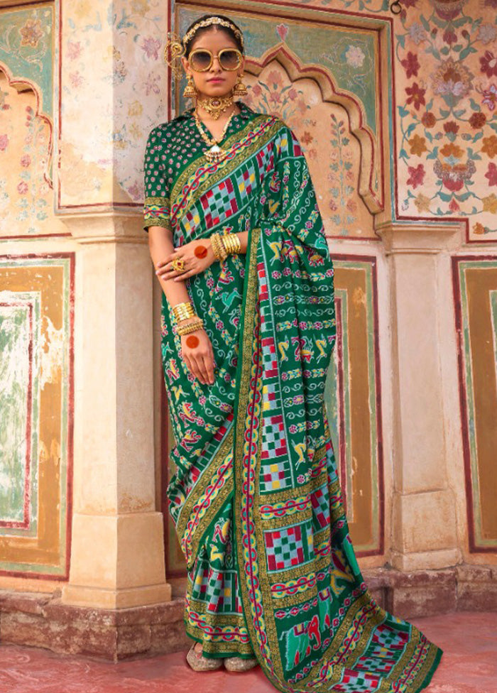 Multicolor Spun Silk Saree With Blouse Piece