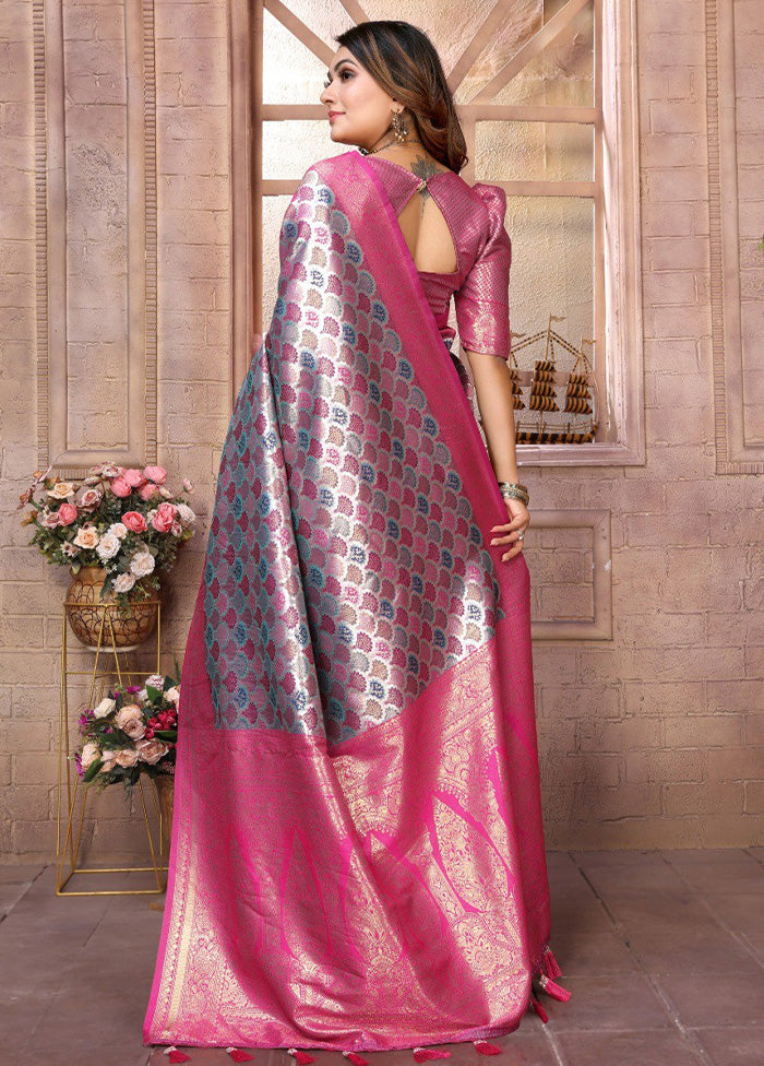 Multicolor Banarasi Silk Saree With Blouse Piece