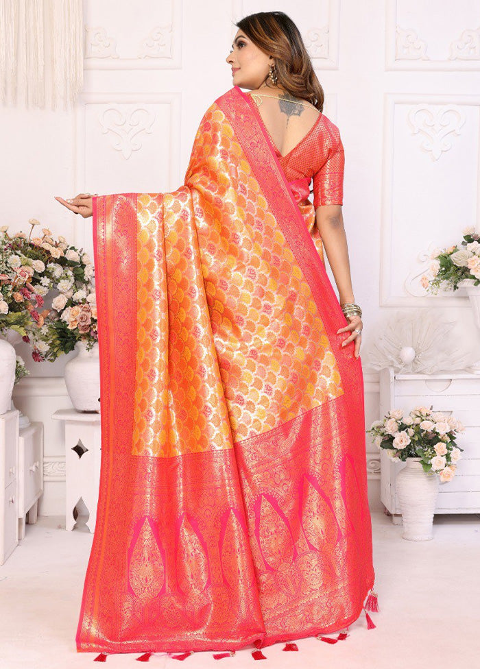 Multicolor Banarasi Silk Saree With Blouse Piece