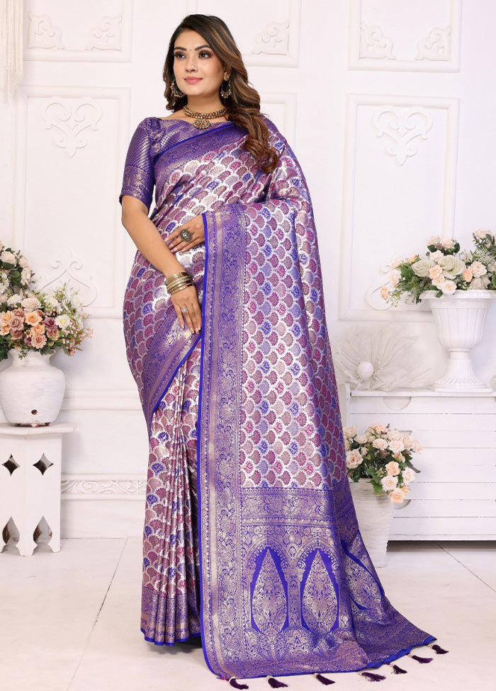 Multicolor Banarasi Silk Saree With Blouse Piece