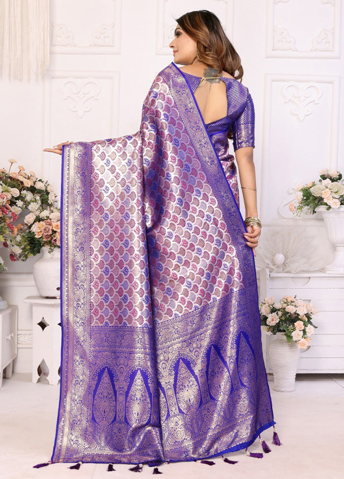 Multicolor Banarasi Silk Saree With Blouse Piece