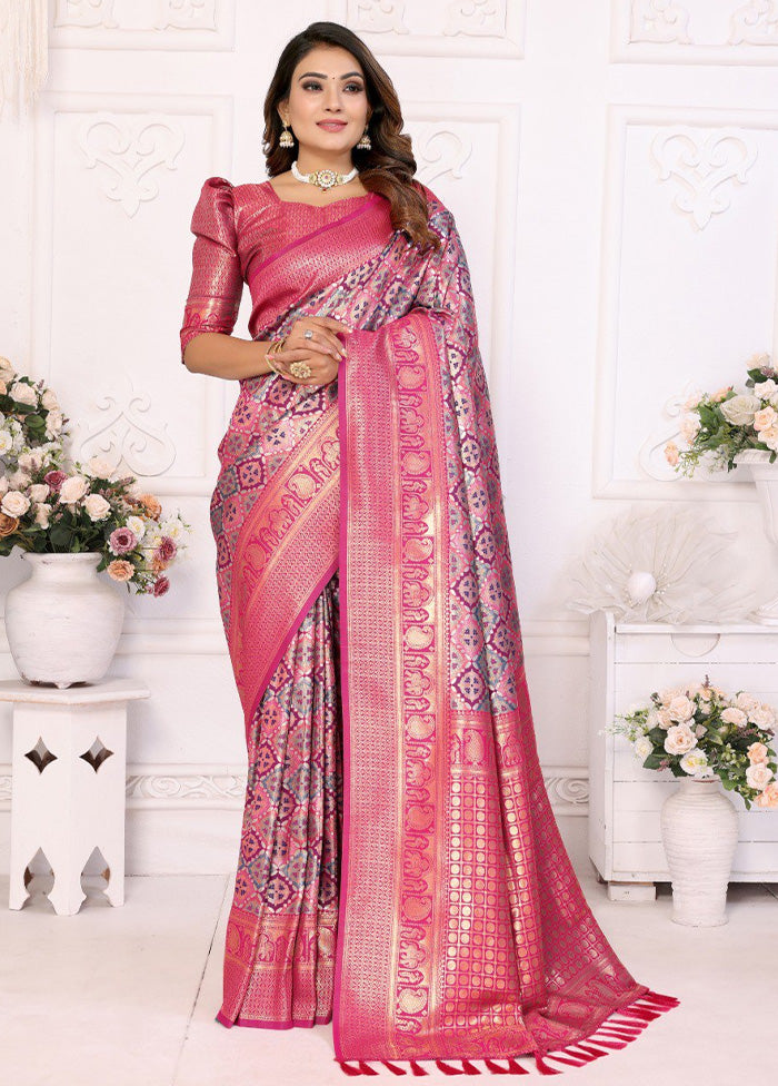 Multicolor Banarasi Silk Saree With Blouse Piece