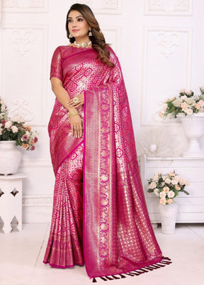 Pink Banarasi Silk Saree With Blouse Piece