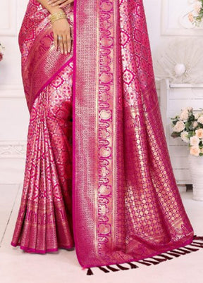 Pink Banarasi Silk Saree With Blouse Piece